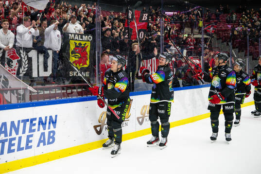 Malmö Redhawks spelare jublar