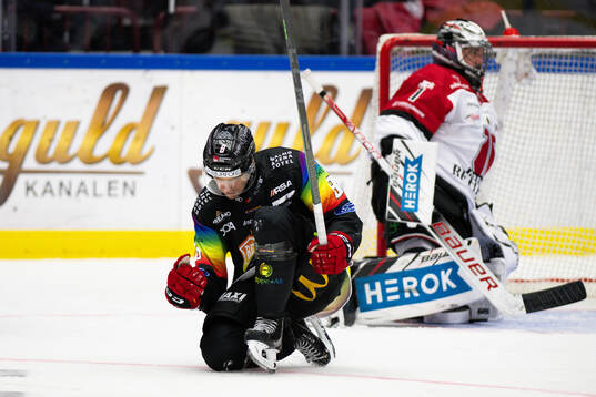 Malmö Redhawks Johan Olofsson jublar