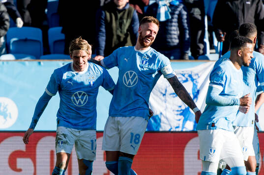 Malmö FFs Jens Stryger Larsen och Pontus Jansson jublar