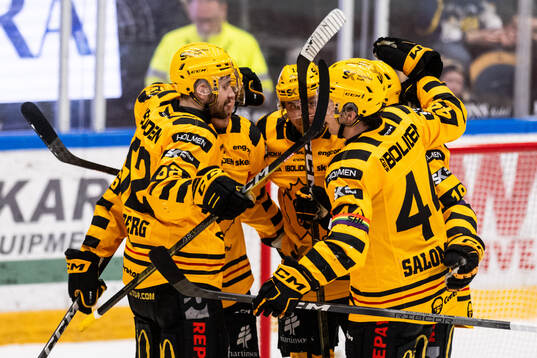 Skellefteås Rickard Hugg jublar med lagkamrater