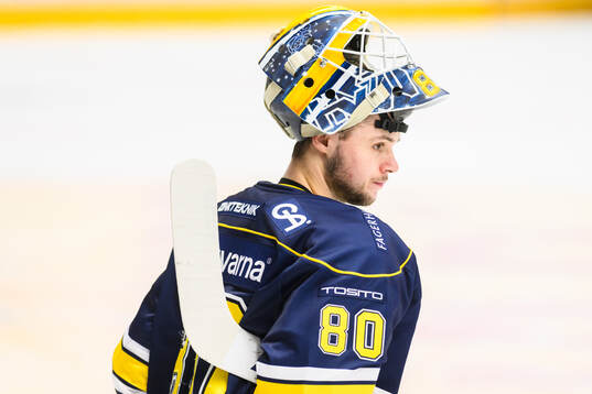 HV71s målvakt Frederik Dichow deppar