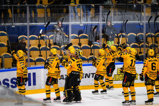 Skellefteås spelare jublar och tackar fansen