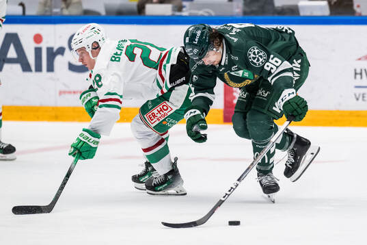 Rögles Anton Bengtsson och Färjestads David Tomasek