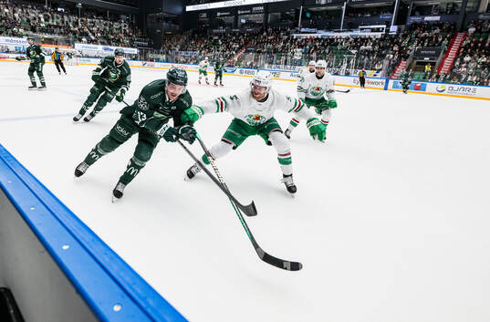 Färjestads Joel Kellman och Rögles Ludvig Claesson