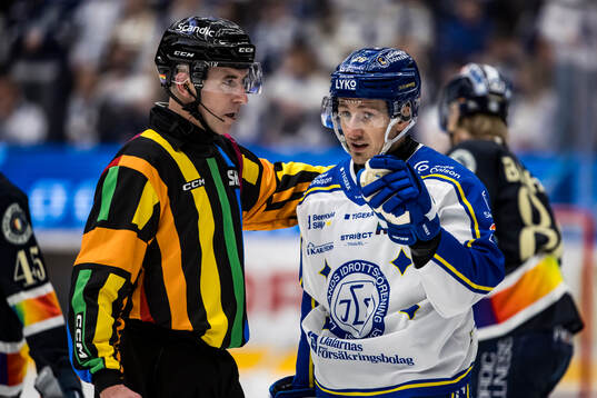 Domare Linus Öhlund och Leksands Patrik Norén