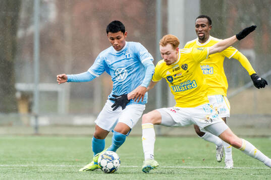 Malmö FFs Sashwat Rana och Falkenbergs FFs Linus Borgström
