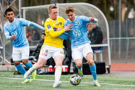 Falkenbergs FFs Lucas Sibelius och Malmö FFs Hugo Bolin