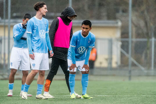 Malmö FFs Gentian Lajqi och Sashwat Rana deppar