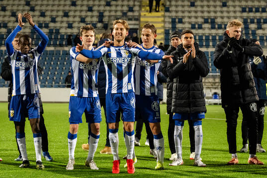 IFK Göteborgs Kolbeinn Thordarson och Arbnor Mucolli jublar