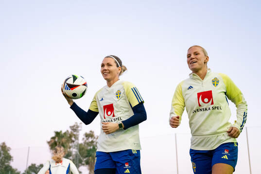 Goalkeeper Jennifer Falk and Josefine Rybrink of the