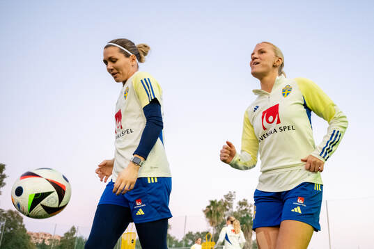 Goalkeeper Jennifer Falk and Josefine Rybrink of the