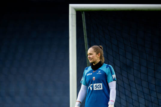 Goalkeeper Aurora Mikalsen of the Norwegian women's
