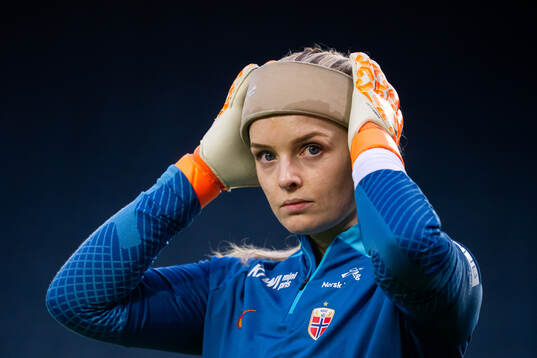 Goalkeeper Guro Pettersen of the Norwegian women's national