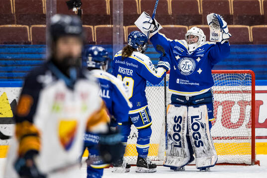 Leksands målvakt Ellen Jonsson jublar