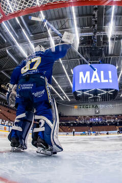 Leksands målvakt Ellen Jonsson jublar