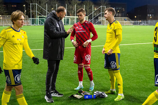 Ängelholms tränare Andreas Granqvist och målvakt Robin