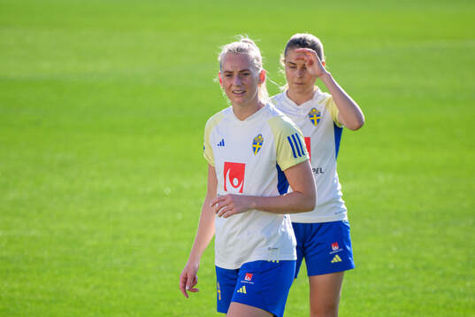 Stina Blackstenius and Amanda Nildén of Sweden of the