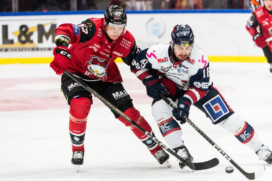 Malmö Redhawks Fredrik Händemark och Linköpings Remi Elie