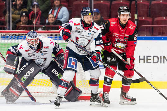 Linköpings målvakt Marcus Högberg och Broc Little och