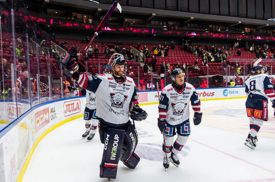 Linköpings målvakt Marcus Högberg jublar