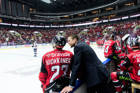 Malmö Redhawks Janne Kuokkanen och tränare Tomas Kollar