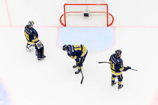 HV71s målvakt Joni Ortio, Henrik Borgström och Simon