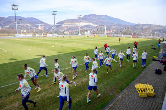 General view of the women's national football team of