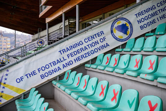 Signage for the training center of the football federation