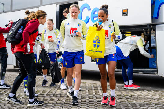 Matilda Vinberg and Madelen Janogy of the women's national