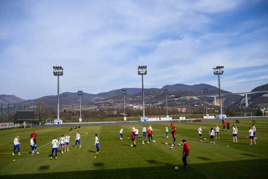 General view of the women's national football team of