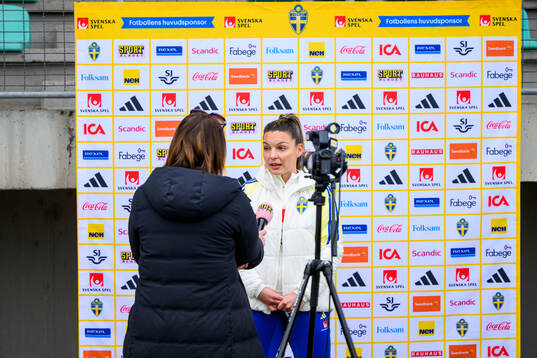 Johanna Rytting Kaneryd is interviewed by the media