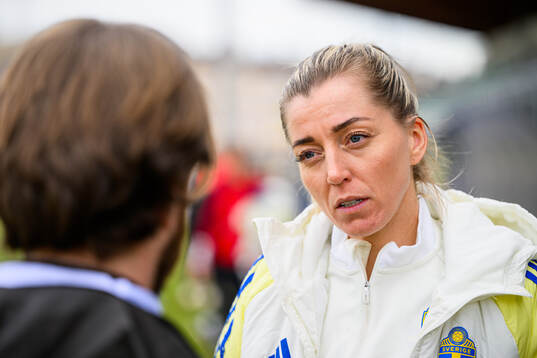 Linda Sembrant is interviewed by the media