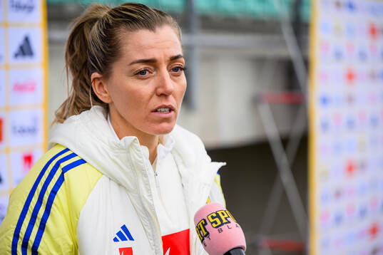 Linda Sembrant is interviewed by the media