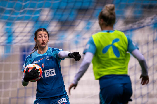 Goalkeeper Aurora Mikalsen of the Norwegian women's