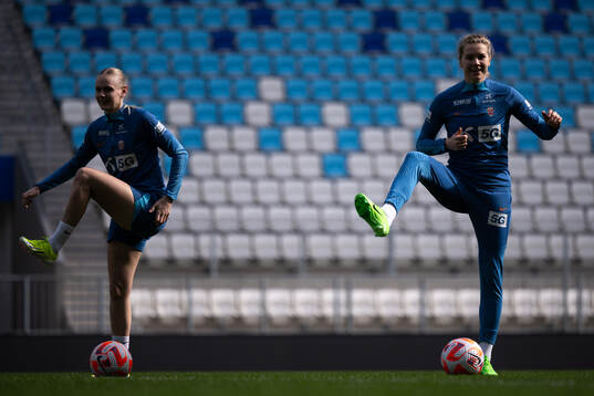 Ada Hegerberg (right) of the Norwegian women's national