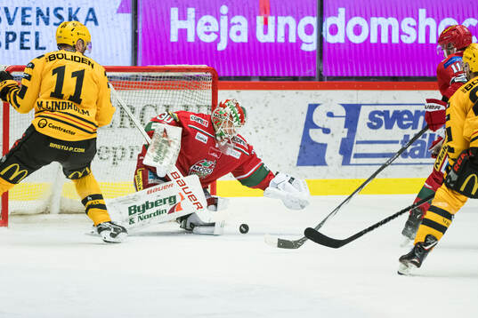 MoDos målvakt Lassi Lehtinen och Skellefteås Max Lindholm