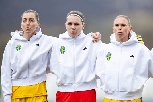 Linda Sembrant , goalkeeper Jennifer Falk and Jonna