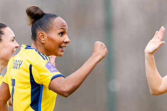 Madelen Janogy of Sweden celebrates the 0-1 goal