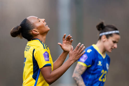 Madelen Janogy of Sweden reacts