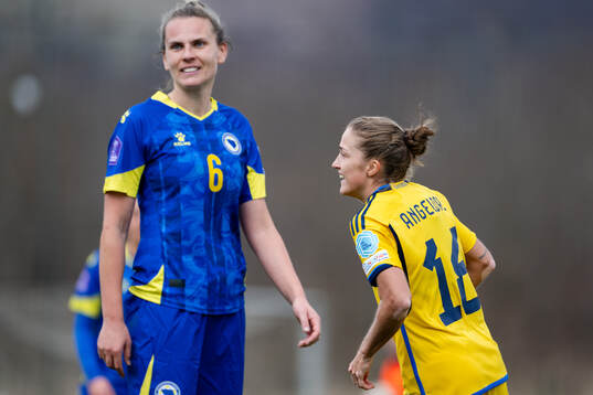 Filippa Angeldahl of Sweden celebrates the 0-3 goal