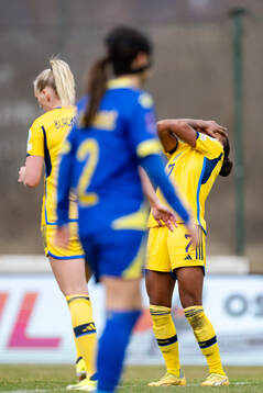 Madelen Janogy of Sweden reacts