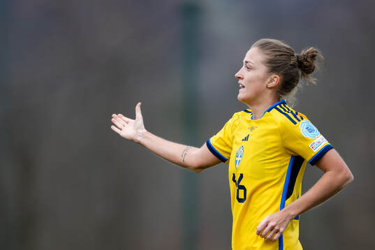 Filippa Angeldahl of Sweden celebrates the 0-3 goal