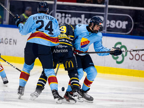 Djurgårdens Ludvig Rensfeldt och Anton Frondell mot