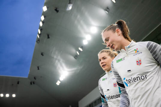 Ada Hegerberg and Caroline Graham Hansen of Norway