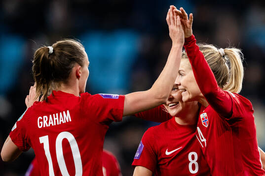 Ada Hegerberg of Norway celebrates the 0-1 goal