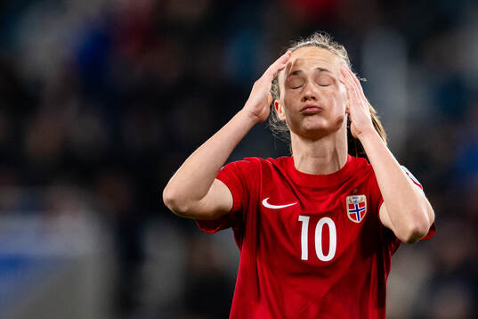 Caroline Graham Hansen of Norway looks dejected