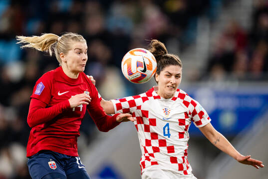 Ada Hegerberg of Norway and Leonarda Balog of Croatia