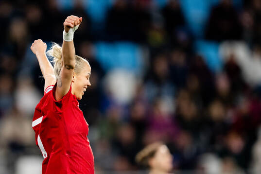 Celin Bizet Ildhusøy of Norway  celebrates the 0-3 goal