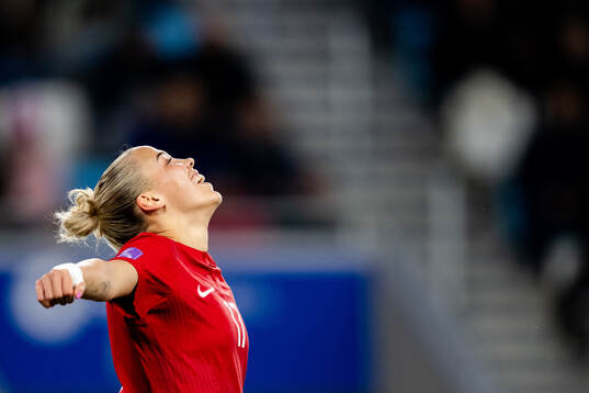 Celin Bizet Ildhusøy of Norway  celebrates the 0-3 goal