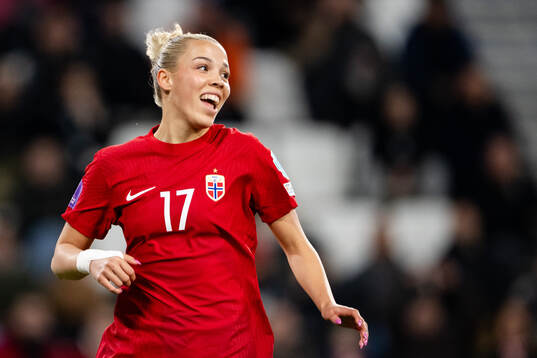 Celin Bizet Ildhusøy of Norway  celebrates the 0-3 goal